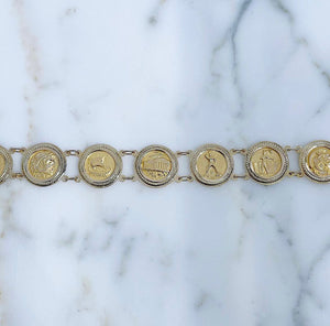 Vintage Coin Bracelet, 14k Yellow Gold