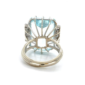 14k White Gold Aquamarine Ring with Diamonds