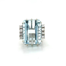 Load image into Gallery viewer, 14k White Gold Aquamarine Ring with Diamonds