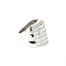 Load image into Gallery viewer, 14k White Gold Multi-Band Baguette and Round Cut Diamond Statement Ring