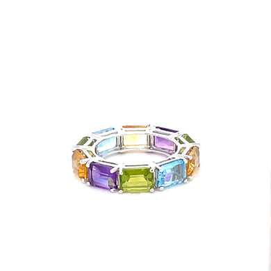 14k White Gold Eternity Band with Topaz, Citrine, Amethyst, and Peridot