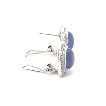 Load image into Gallery viewer, 14k White Gold Chalcedony Cabochon and Diamond Earrings (.50TW)