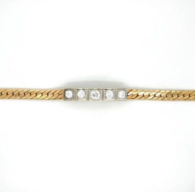 14k Yellow Gold Vintage Style Diamond Bracelet 7in LONG