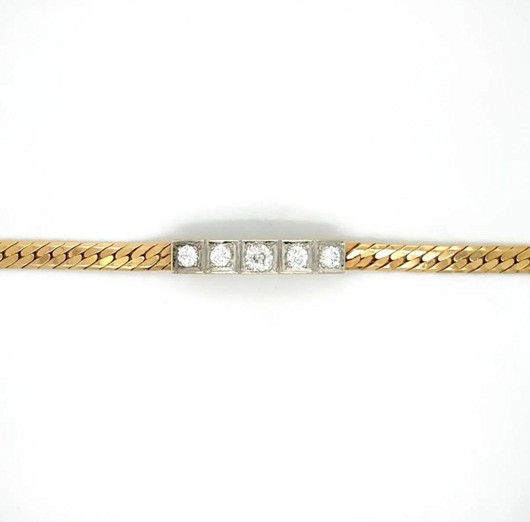 14k Yellow Gold Vintage Style Diamond Bracelet 7in LONG