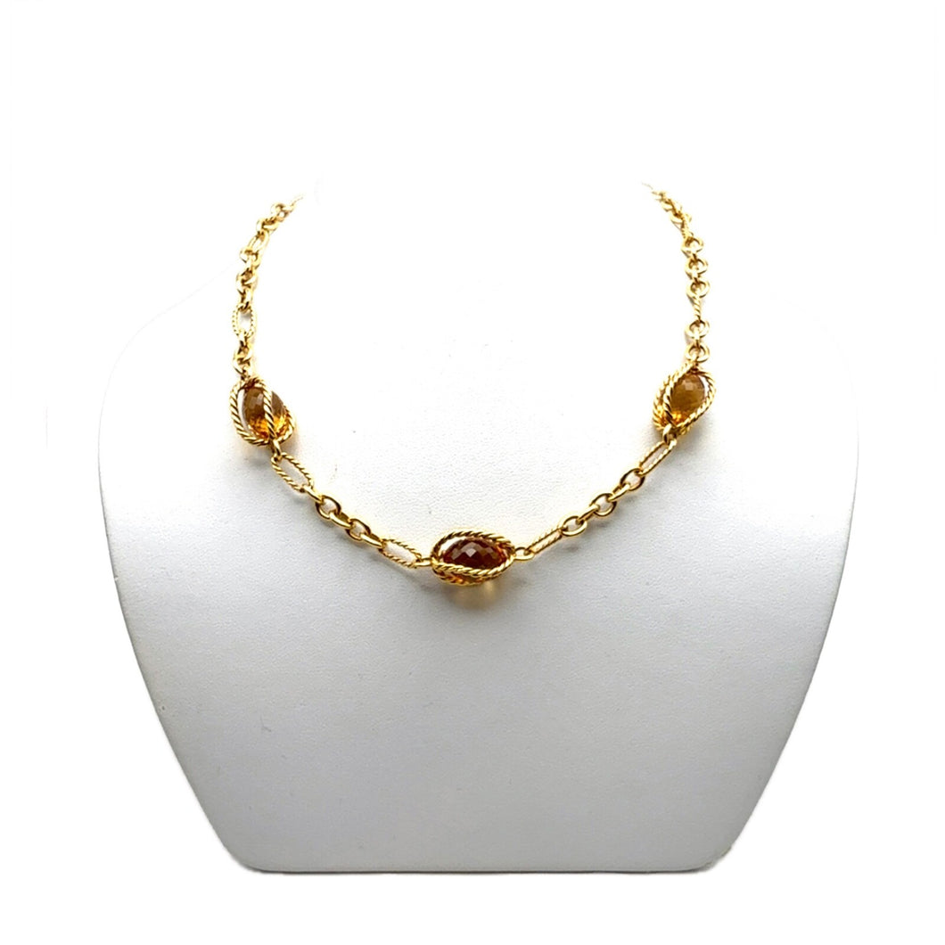 David Yurman Citrine 18k Yellow Gold Toggle Necklace