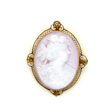 Load image into Gallery viewer, 10k Yellow Gold Filigree Cameo Brooch