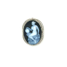Load image into Gallery viewer, 14k White Gold Onyx Cameo Pin