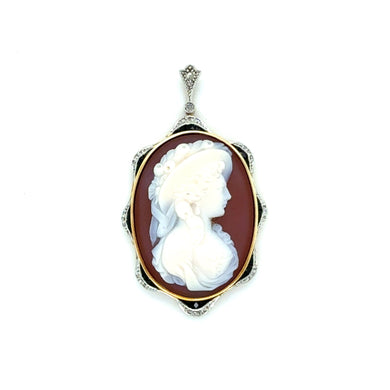 14k Two-Tone Gold Onyx Cameo