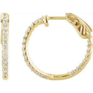 14K Gold 1 CTW Diamond Inside-Outside 26.5 mm Hoop Earrings