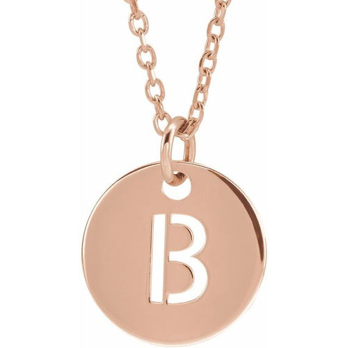 14K Gold Initial Disc Necklace