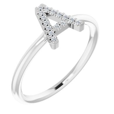 14K Gold Diamond Initial Ring