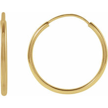 Load image into Gallery viewer, 14K Gold 15 mm Flexible Endless Hoop Earrings