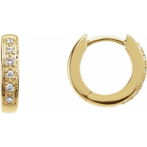 14K Gold 1/10 CTW Diamond Hoop Earrings