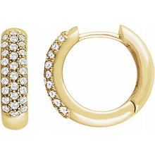 Load image into Gallery viewer, 14K Gold 1/2 CTW Diamond Pavé Hoop Earrings