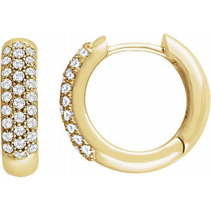 14K Gold 1/2 CTW Diamond Pavé Hoop Earrings