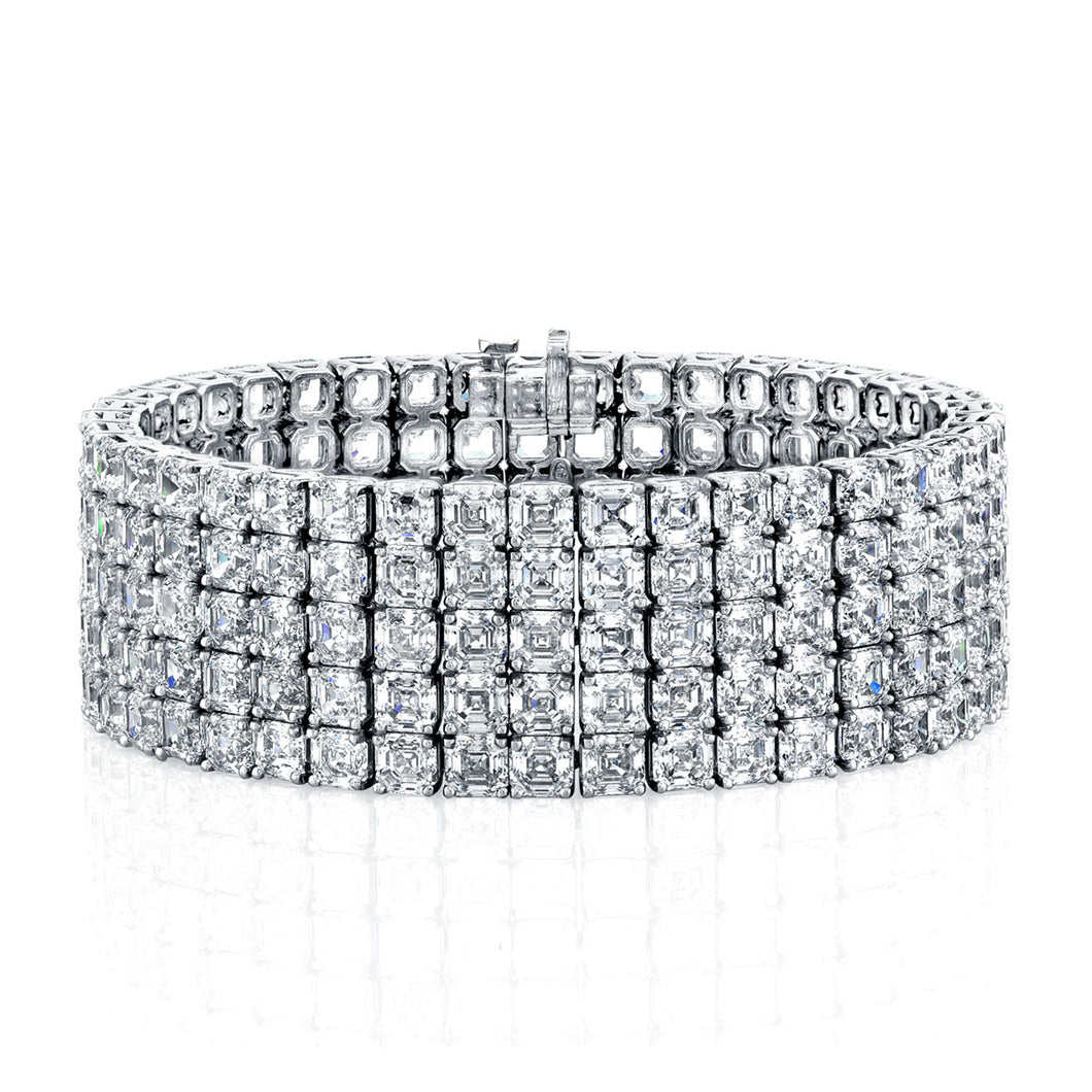 5 Row Asscher Cut Diamond Bracelet, Bracelet,  - [Wachler]