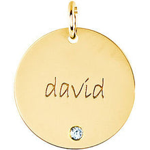 Load image into Gallery viewer, 14K Gold Engravable Extra Large Disc Pendant 19mm, Pendant,  - [Wachler]