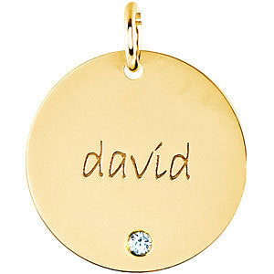14K Gold Engravable Extra Large Disc Pendant 19mm, Pendant,  - [Wachler]
