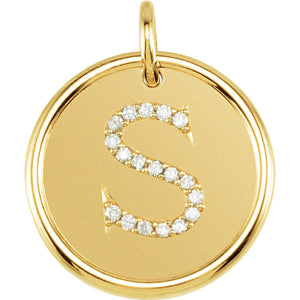 14K Gold 0.10ct Diamond Initial Pendant, Pendant,  - [Wachler]