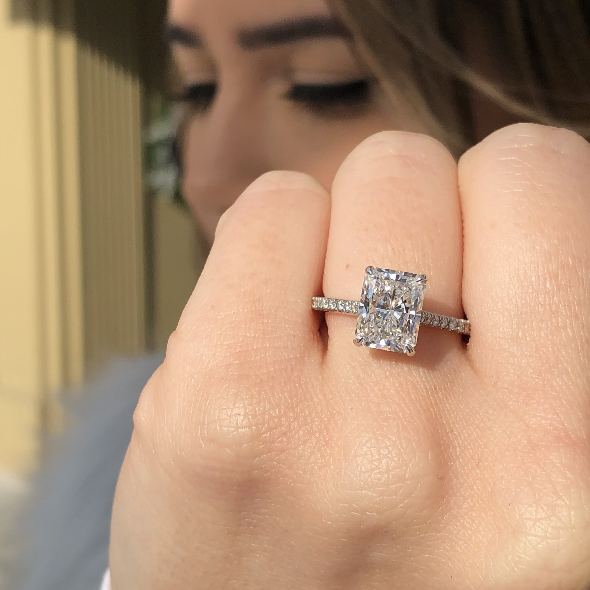 Radiant cut diamond with halo Clearance
