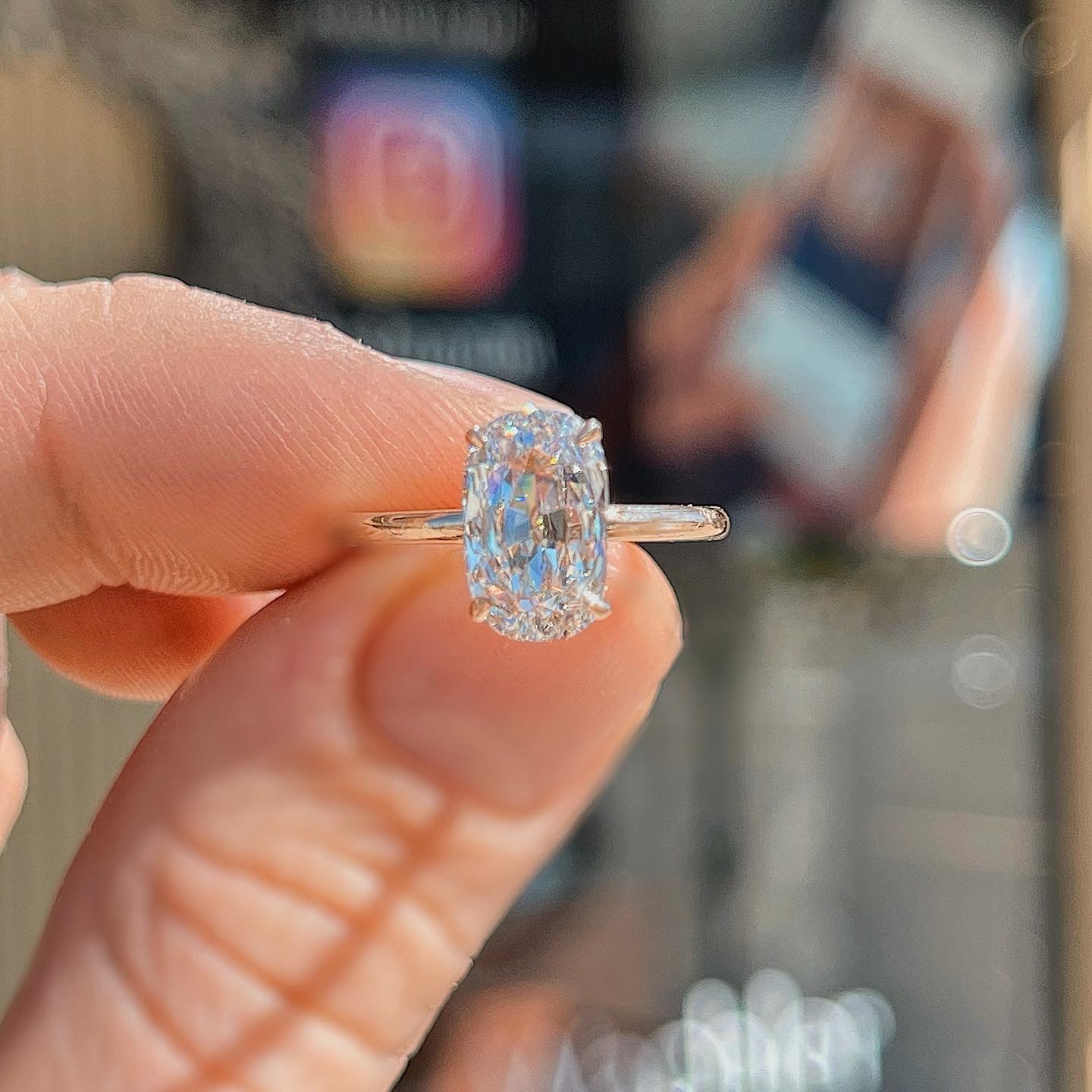 Vintage cushion cut diamond ring Clearance