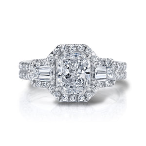 Halo Radiant Tapered Baguette Engagement Ring, Engagement Ring,  - [Wachler]