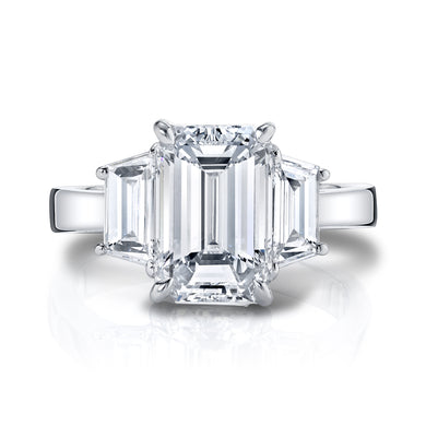 Emerald Cut with Step Trapezoid Cut Engagement Ring, Engagement Ring,  - [Wachler]