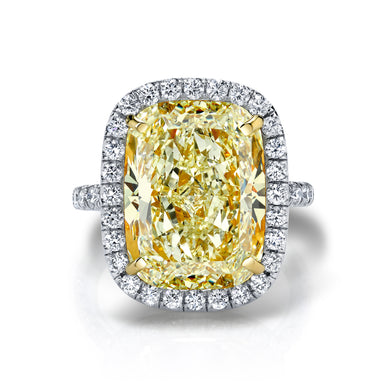 Fancy Light Yellow Cushion Halo Engagement Ring, Engagement Ring,  - [Wachler]