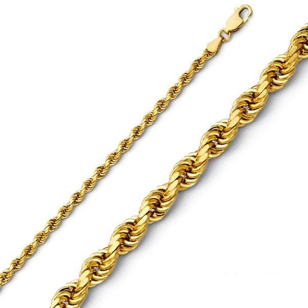 Diamond cut solid gold rope chain Outlet