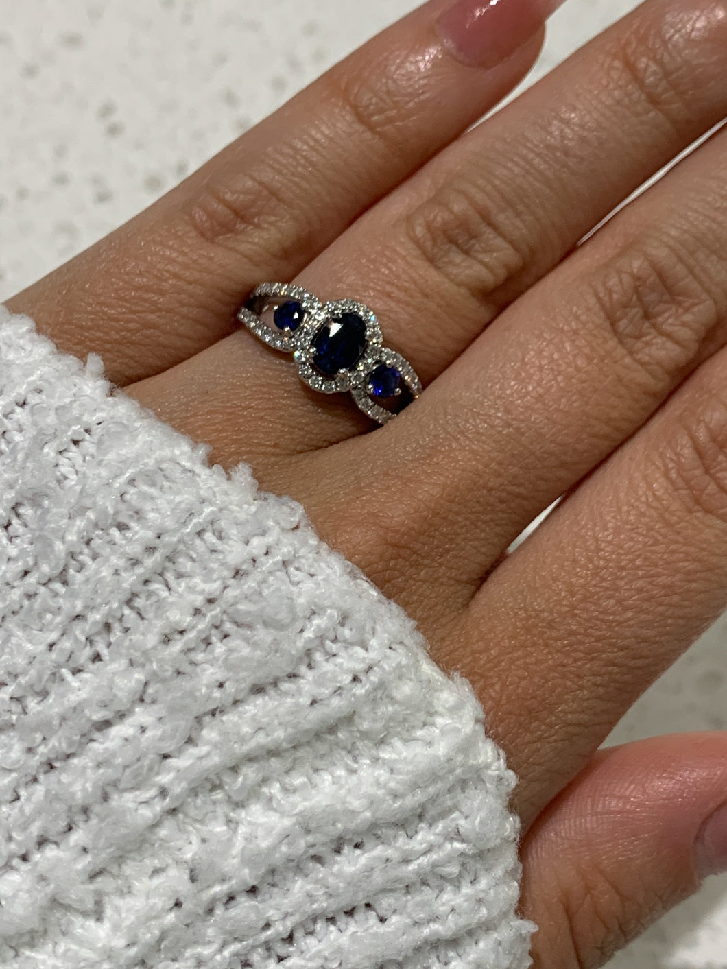 Small Oval Sapphire Diamond Ring