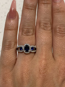 Small Oval Sapphire Diamond Ring