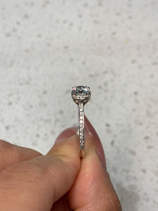 Tacori 18k White Gold Diamond Halo & Cubic Zirconia Ring