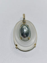 Load image into Gallery viewer, 18k Crystal Black Mabe Pearl &amp; Diamond Enhancer Pendant