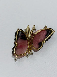 Rhodochrosite Cluster Butterfly Diamond Pendant