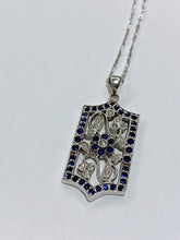 Load image into Gallery viewer, Vintage Sapphire &amp; Diamond Floral Pendant