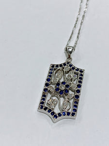 Vintage Sapphire & Diamond Floral Pendant