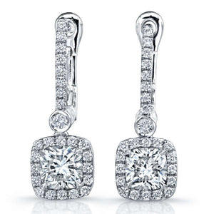 Cushion and Round Cut Diamond Dangle Earrings, Earrings,  - [Wachler]