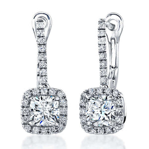Cusion Cut Dangling Earrings With Pave Accents, Earrings,  - [Wachler]