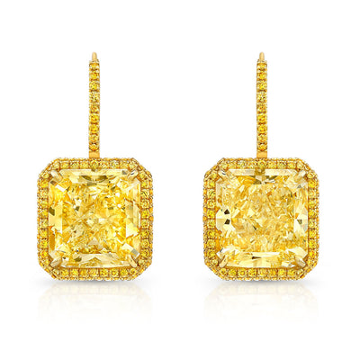 Radiant Cut Yellow Diamond 18k Gold Earrings, Earrings,  - [Wachler]