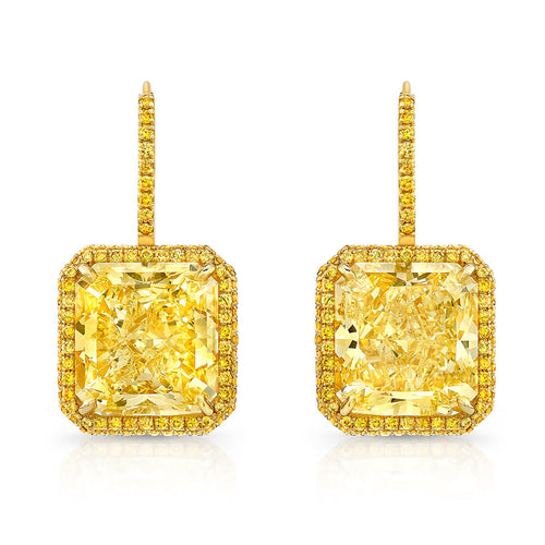 Radiant Cut Yellow Diamond 18k Gold Earrings, Earrings,  - [Wachler]