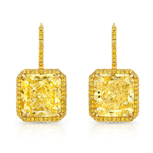 Radiant Cut Yellow Diamond 18k Gold Earrings, Earrings,  - [Wachler]