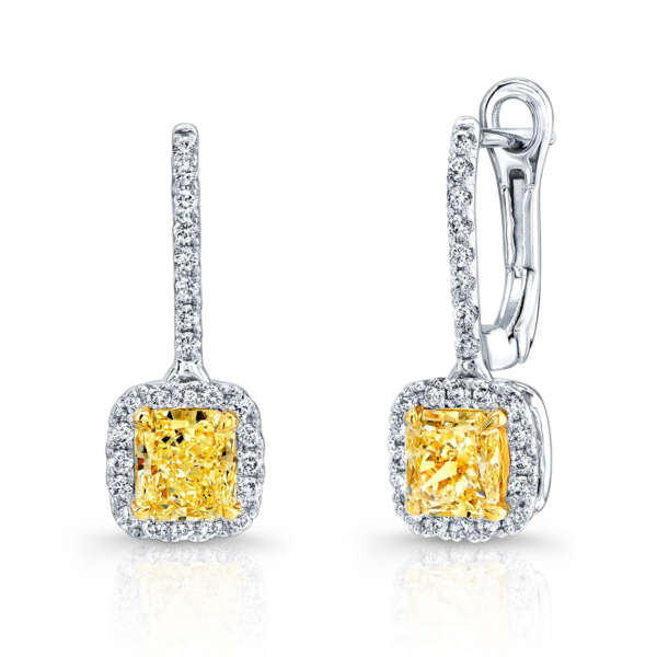 Radiant Cut Yellow Diamonds With Pave Accents, Earrings,  - [Wachler]