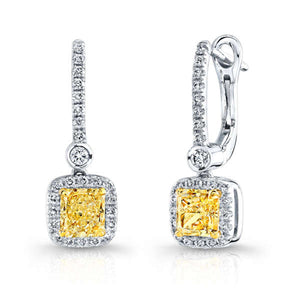 Radiant Cut Diamond Earrings with Pave Halo, Earrings,  - [Wachler]