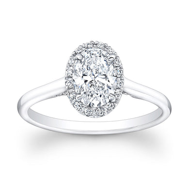 Oval Cut Diamond Engagement Ring with Pave Halo, Engagement Ring,  - [Wachler]