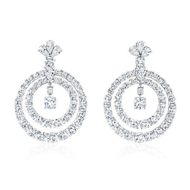 Cushion Cut Diamond Two Ring Earrings, Earrings,  - [Wachler]