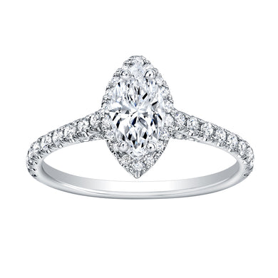 Marquise Cut Diamond Engagement Ring with Pave Halo, Engagement Ring,  - [Wachler]