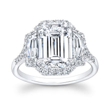 Load image into Gallery viewer, Emerald Cut Diamond Engagement Ring with Pave Halo, Engagement Ring,  - [Wachler]