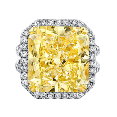 Fancy Yellow Radiant Cut Diamond Engagement Ring with Pave Halo, Engagement Ring,  - [Wachler]