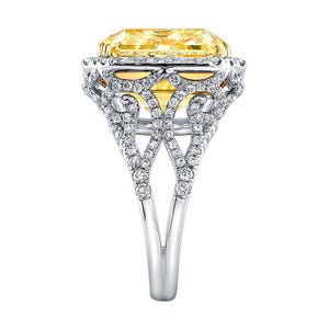 Fancy Yellow Radiant Cut Diamond Engagement Ring with Pave Halo, Engagement Ring,  - [Wachler]