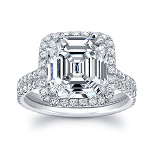 Asscher Cut Diamond Engagment Ring with Pave Halo, Engagement Ring,  - [Wachler]